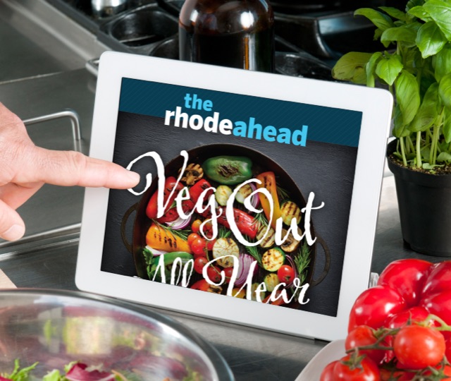 VegOut Cookbook displayed on a tablet